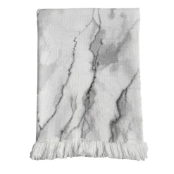 Marmo Fringed Gray Handpainted Blanket