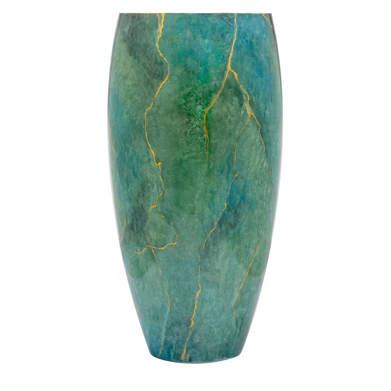 Marmo Tall Green Vase with Gold