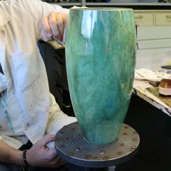 Marmo Tall Green Vase with Gold