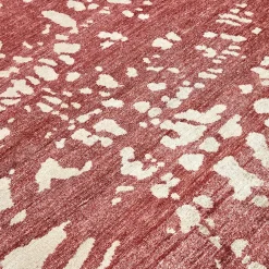 Mars Red And White Bamboo Silk Handcrafted Rug