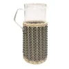Marseille Mud Leather & Rattan Glass Pitcher