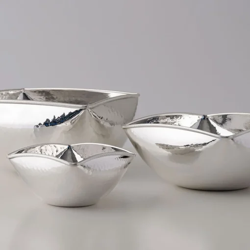 Materia Viva Squared-Round Hammered Silverplated Bowl