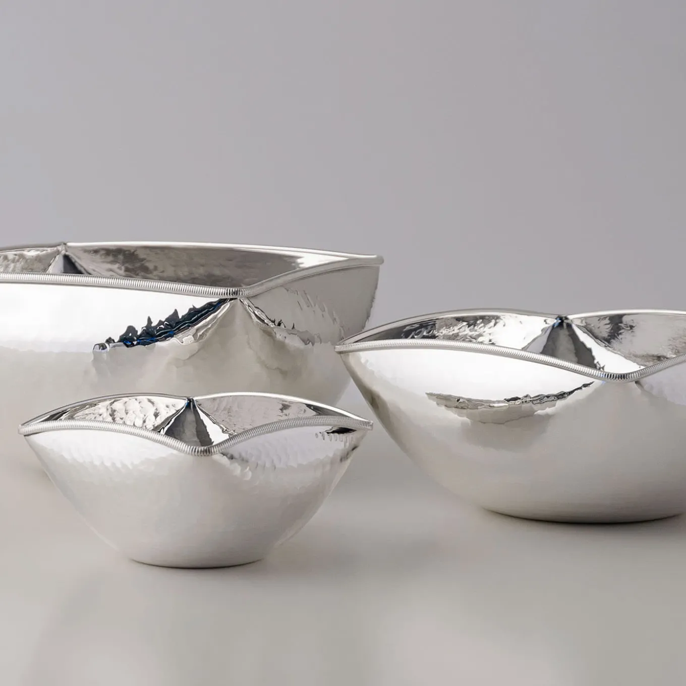 Materia Viva Squared-Round Hammered Silverplated Bowl
