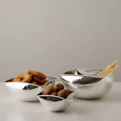 Materia Viva Squared-Round Hammered Silverplated Bowl