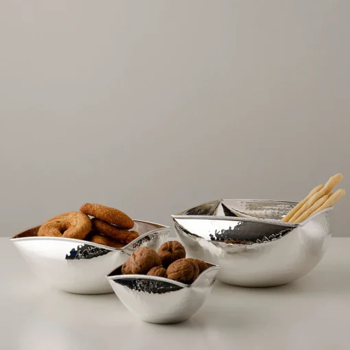 Materia Viva Squared-Round Hammered Silverplated Bowl