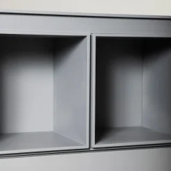 Matte Gray Lacquered Wood Cabinet #B