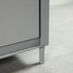 Matte Gray Lacquered Wood Cabinet #C