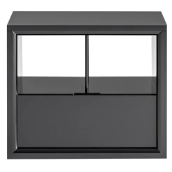 Maverick Gray Glossy Lacquered Wood Nightstand