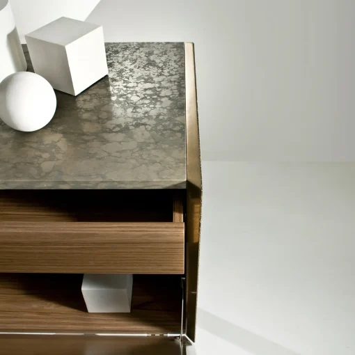 Maxima Bd 91 Unique Walnut Marble Sideboard 2 Drawers