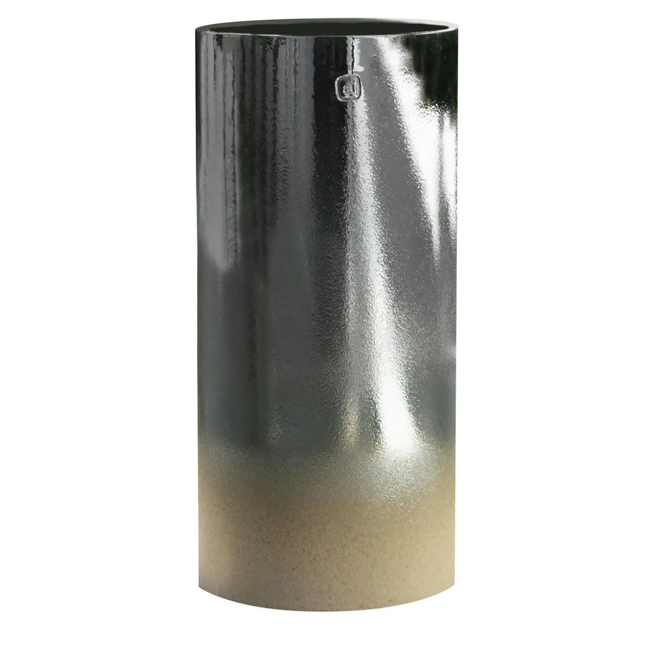 Mayfair Cylindrical Shaded Black-To-Taupe Ceramic Vase