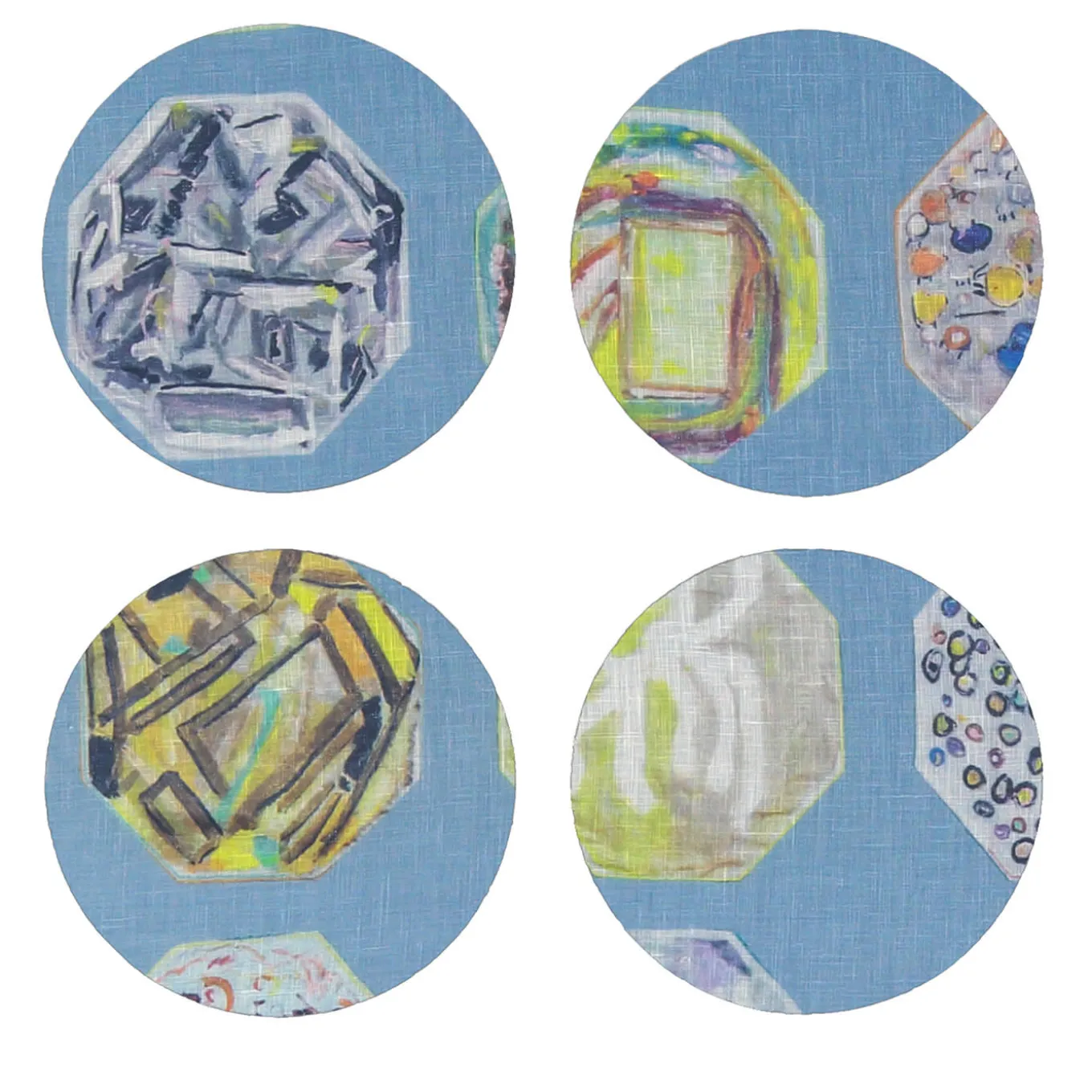 Medallions Set of 8 Patterned Azure Coasters