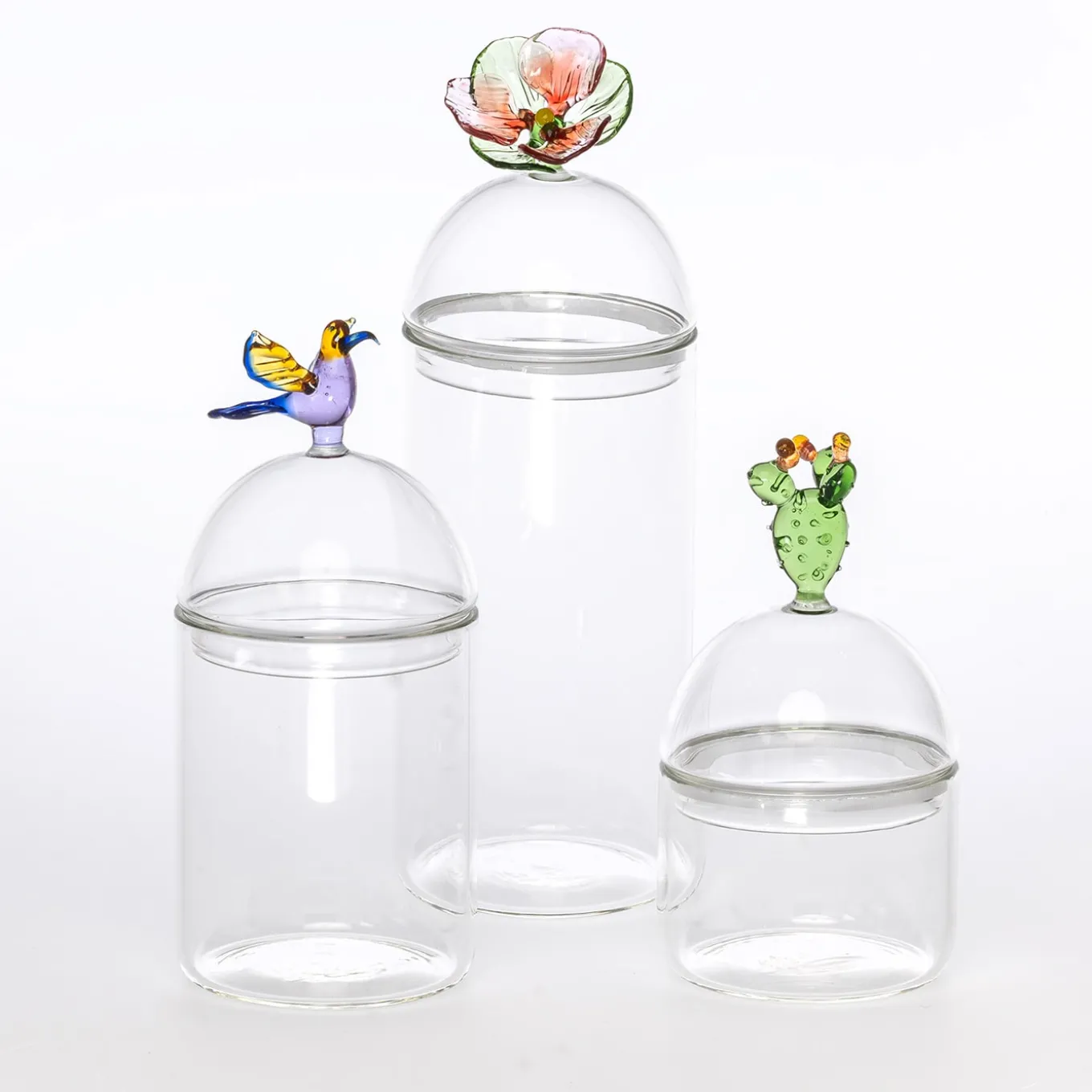 Mediterraneo Handcrafted Medium Colibrì Glass Container