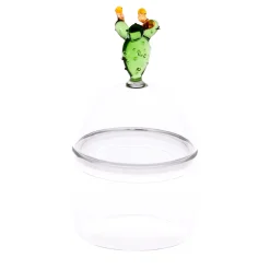 Mediterraneo Handcrafted Small Cactus Glass Container
