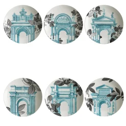 Mediterraneo Set of 6 Porcelain Soup Plates with triumphal arches