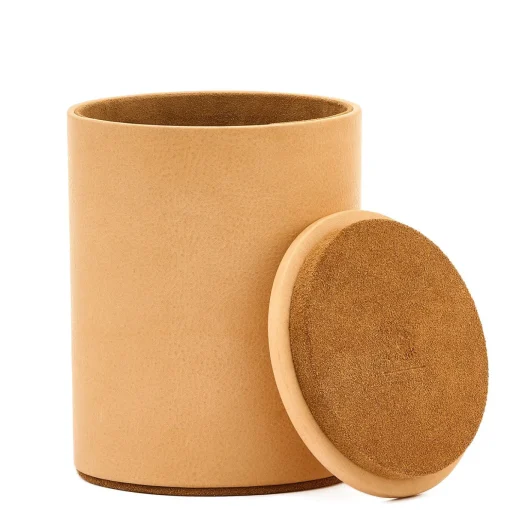 Medium Beige Leather Jewelry Box