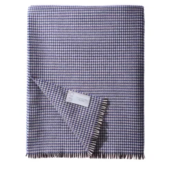 Medium Blue Houndstooth Cashmere Blanket
