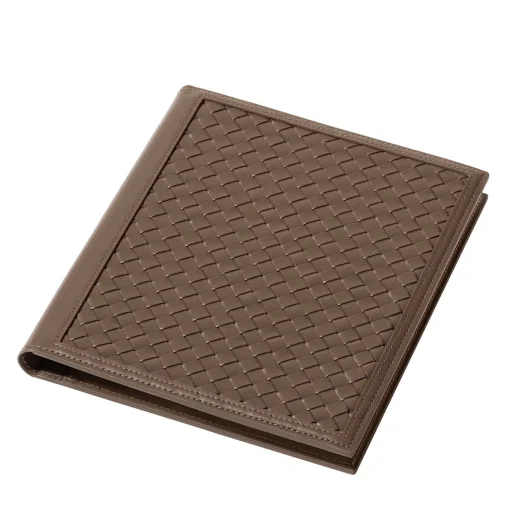 Medium Handwoven Smoke Leather Notepad Holder