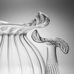 Medium Millerighe Round Clear Glass Vase