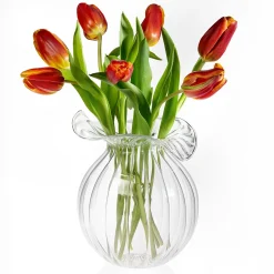 Medium Millerighe Round Clear Glass Vase