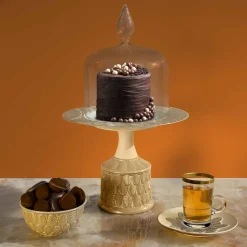 MEDIUM PEACOCK CAKE STAND - BEIGE