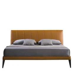 Megan King-Size Orange Bed with Striped Headboard
