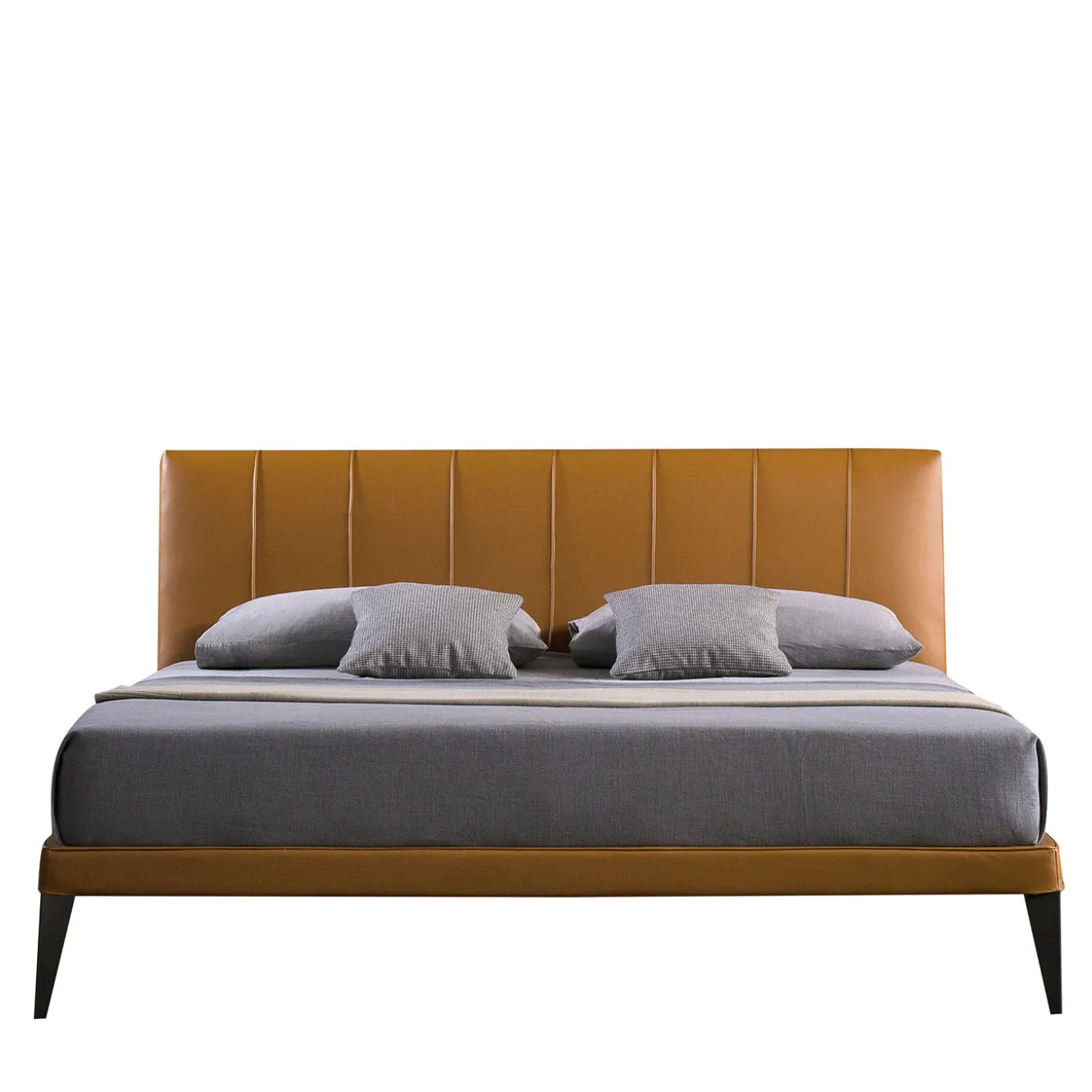 Megan King-Size Orange Bed with Striped Headboard