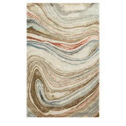 Mellow Waves Antique White & Clay Hand Tufted Rug