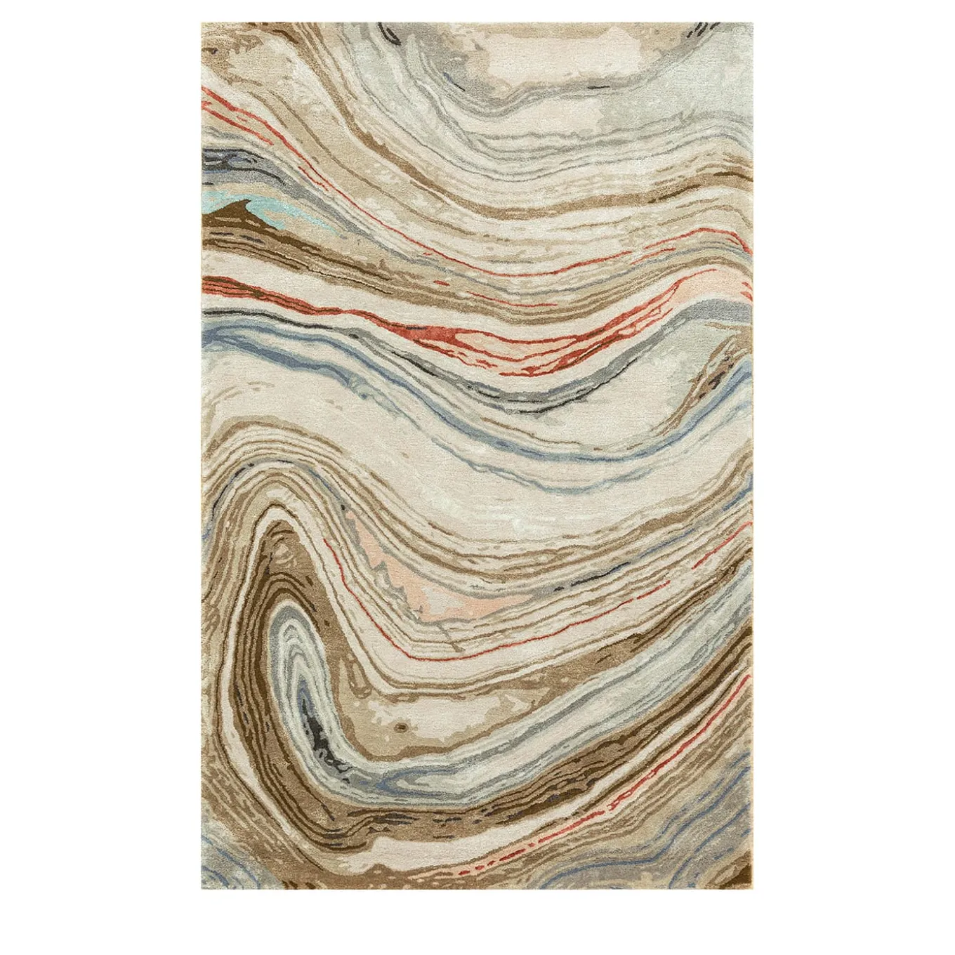 Mellow Waves Antique White & Clay Hand Tufted Rug