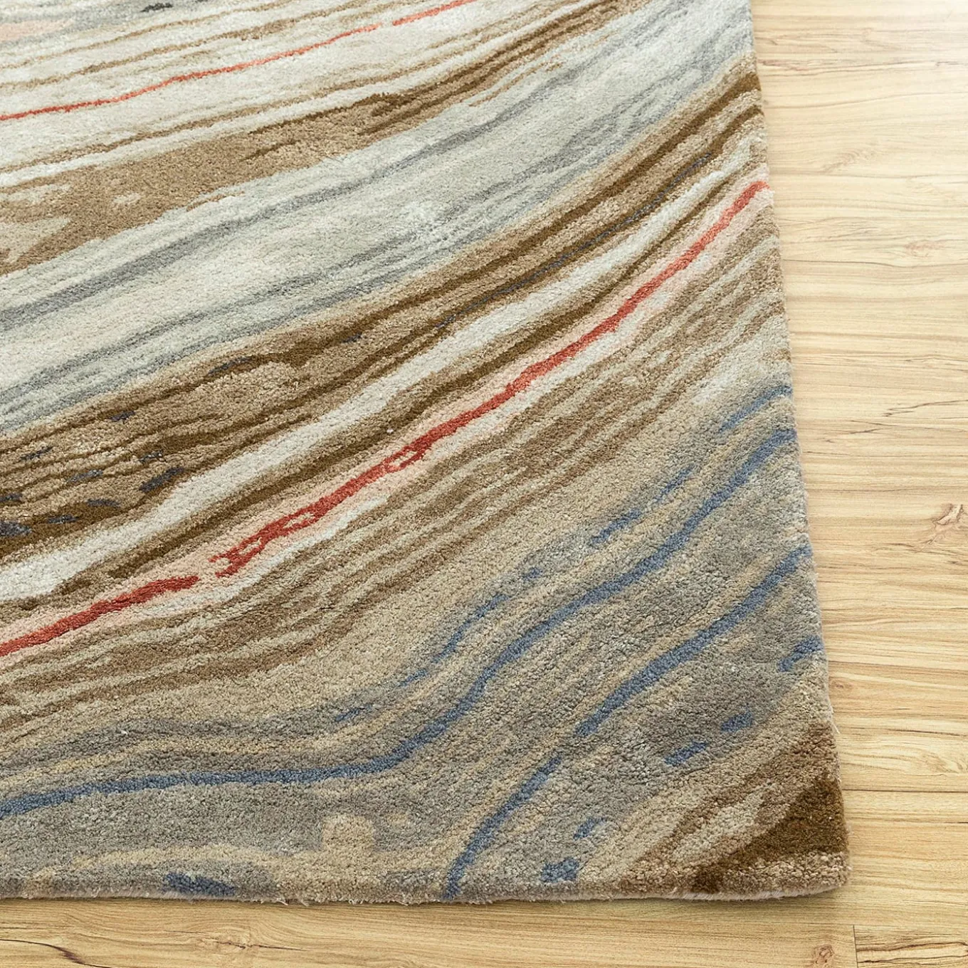 Mellow Waves Antique White & Clay Hand Tufted Rug