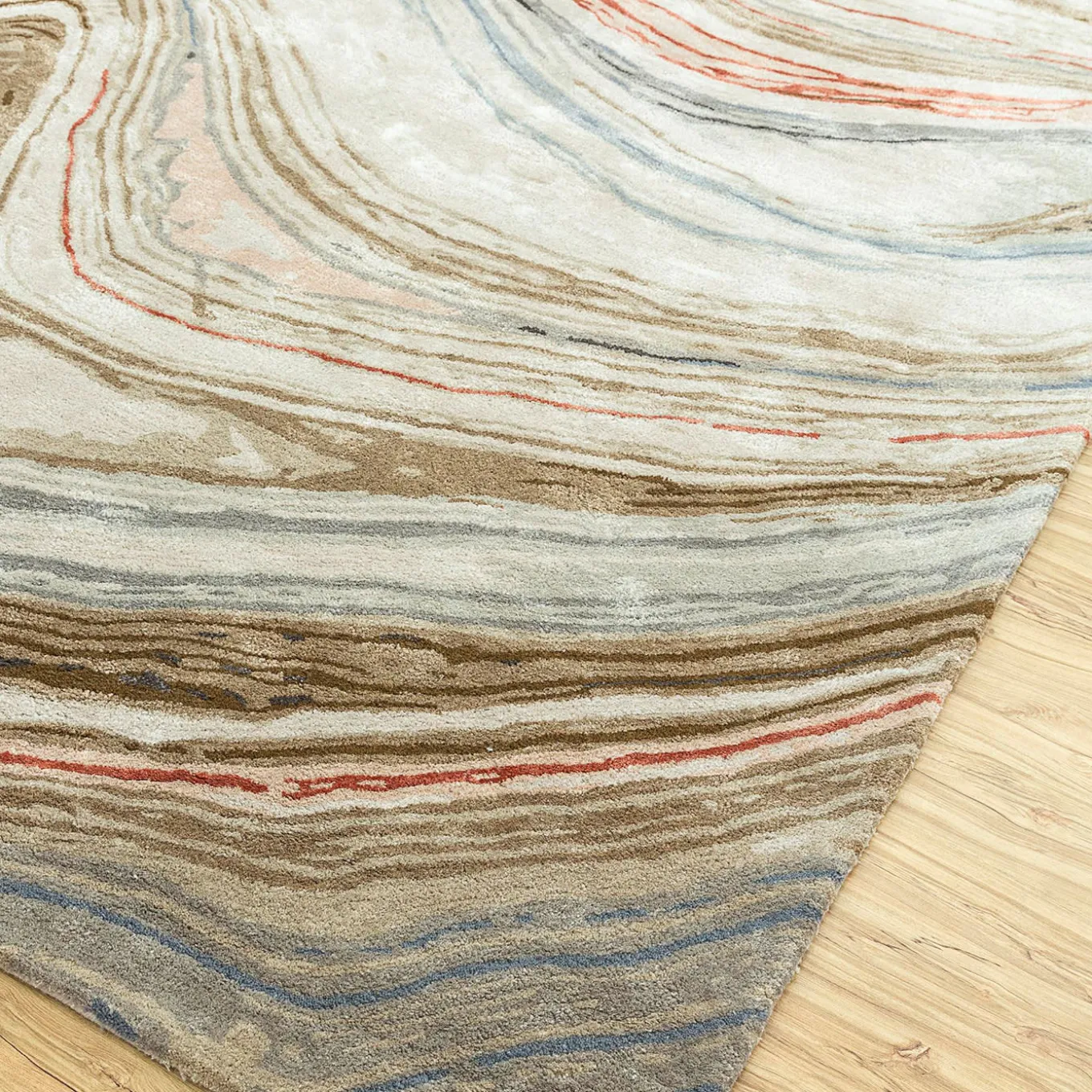 Mellow Waves Antique White & Clay Hand Tufted Rug