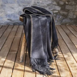 Melrose Fringed Black Small Blanket