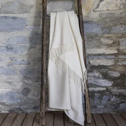 Melrose Fringed White Small Blanket