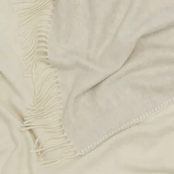 Melrose Fringed White Small Blanket