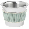 Menton Green Leather & Rattan Champagne Bucket