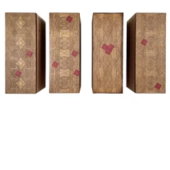 MESCOLANZA Set of 4 Wood Wall Cabinets with Inlays