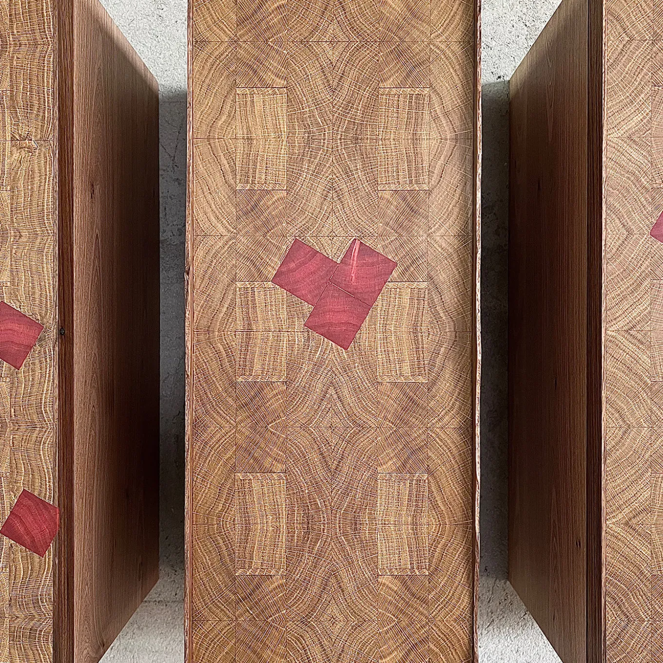 MESCOLANZA Set of 4 Wood Wall Cabinets with Inlays