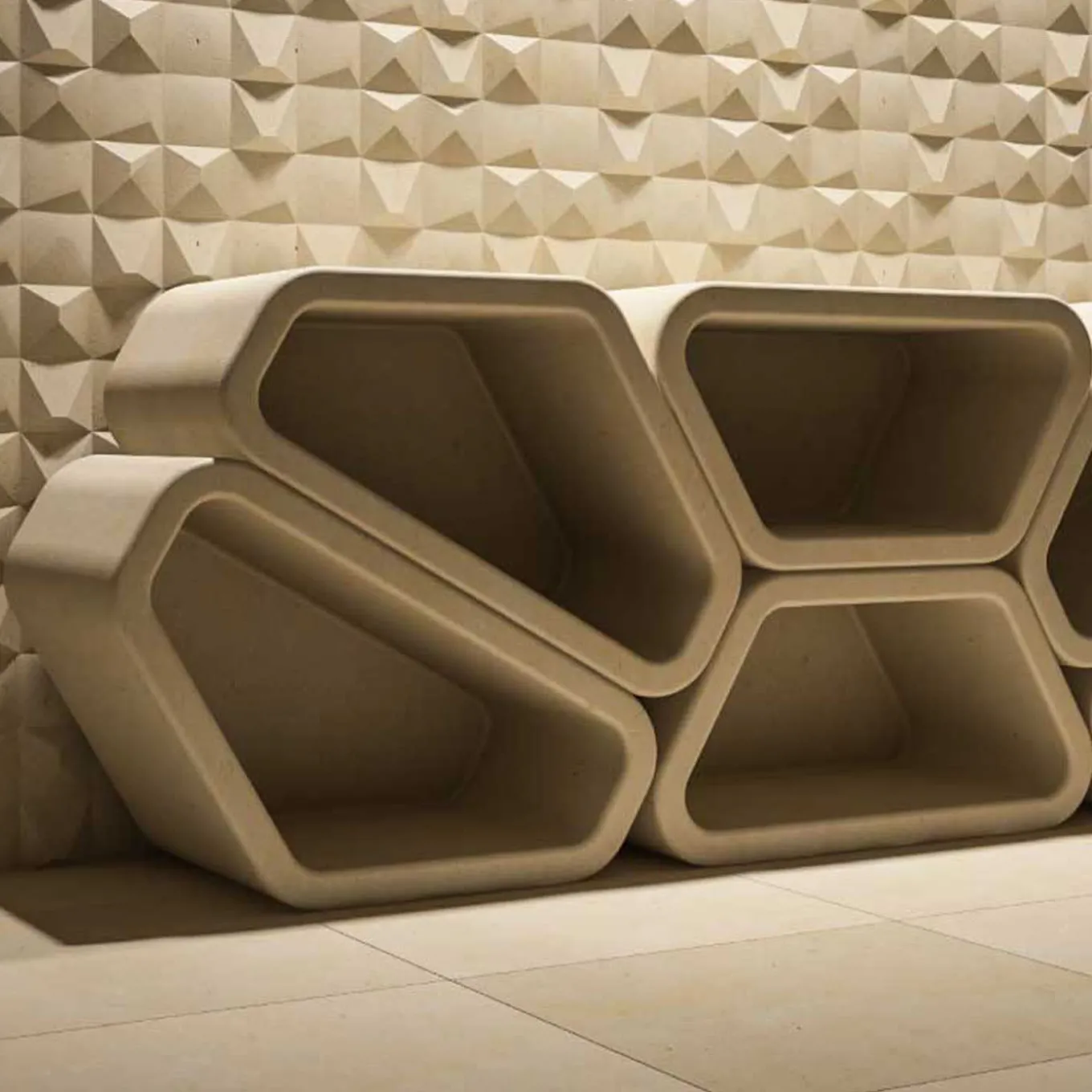 Messapo Modular Lecce Limestone Bookcase by Noii Studio