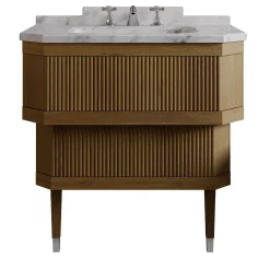 Metropolitan Essence Carrara Marble And Oak Wood Vanity Unit
