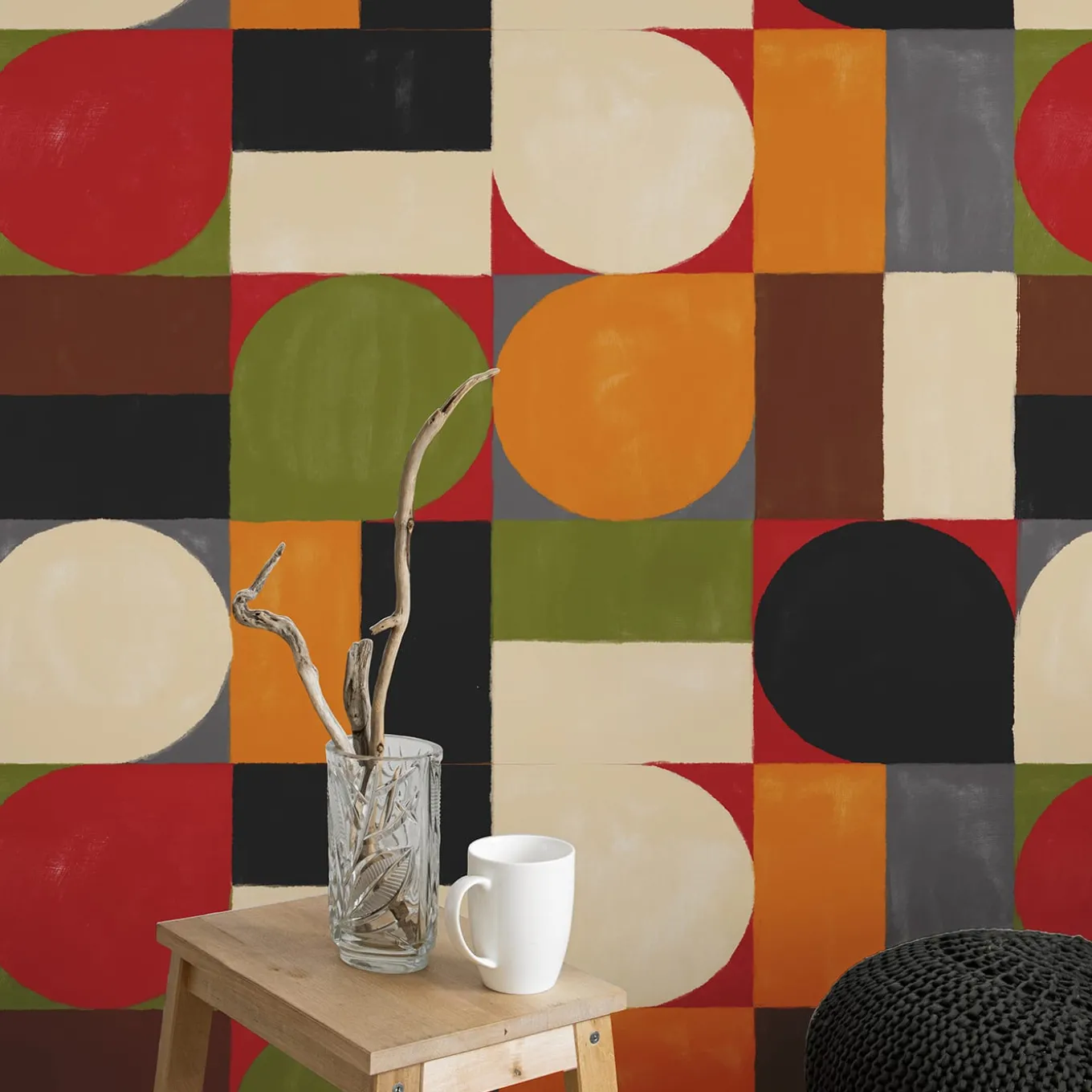 Mid-Century Modern Geometric Wallpaper
