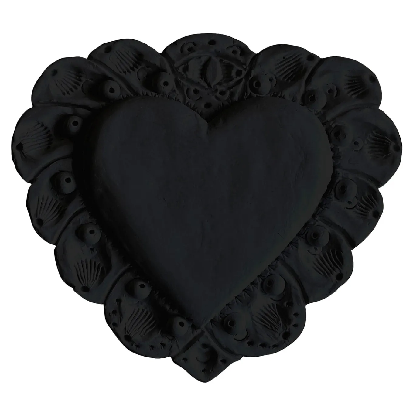 Milagros Sacred Heart Black Plaster Wall Sculpture