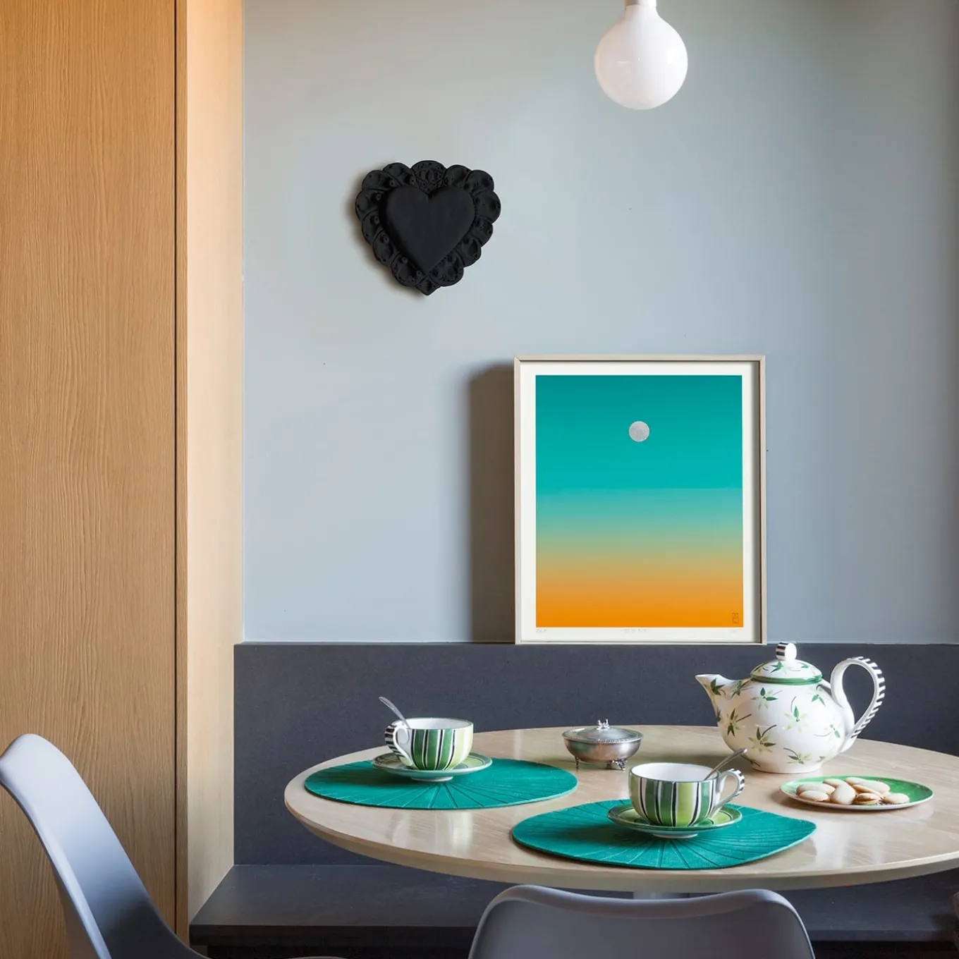 Milagros Sacred Heart Black Plaster Wall Sculpture