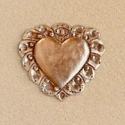 Milagros Sacred Heart Gold Plaster Wall Sculpture