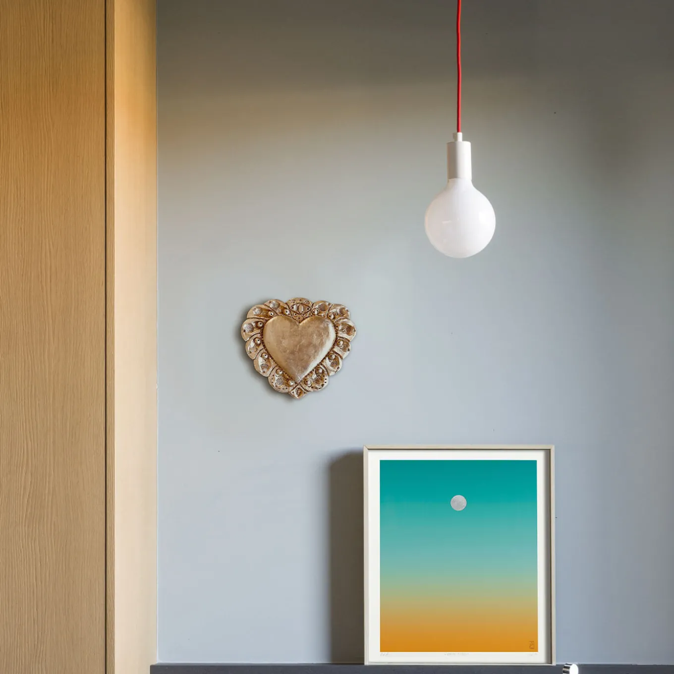 Milagros Sacred Heart Gold Plaster Wall Sculpture