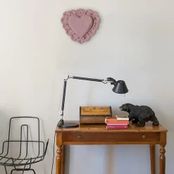 Milagros Sacred Heart Pink Plaster Wall Sculpture