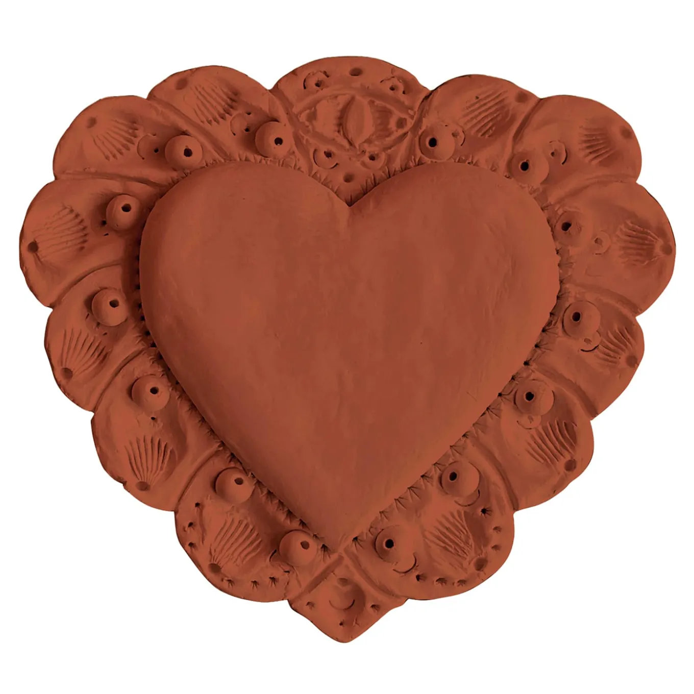 Milagros Sacred Heart Terracotta Plaster Wall Sculpture