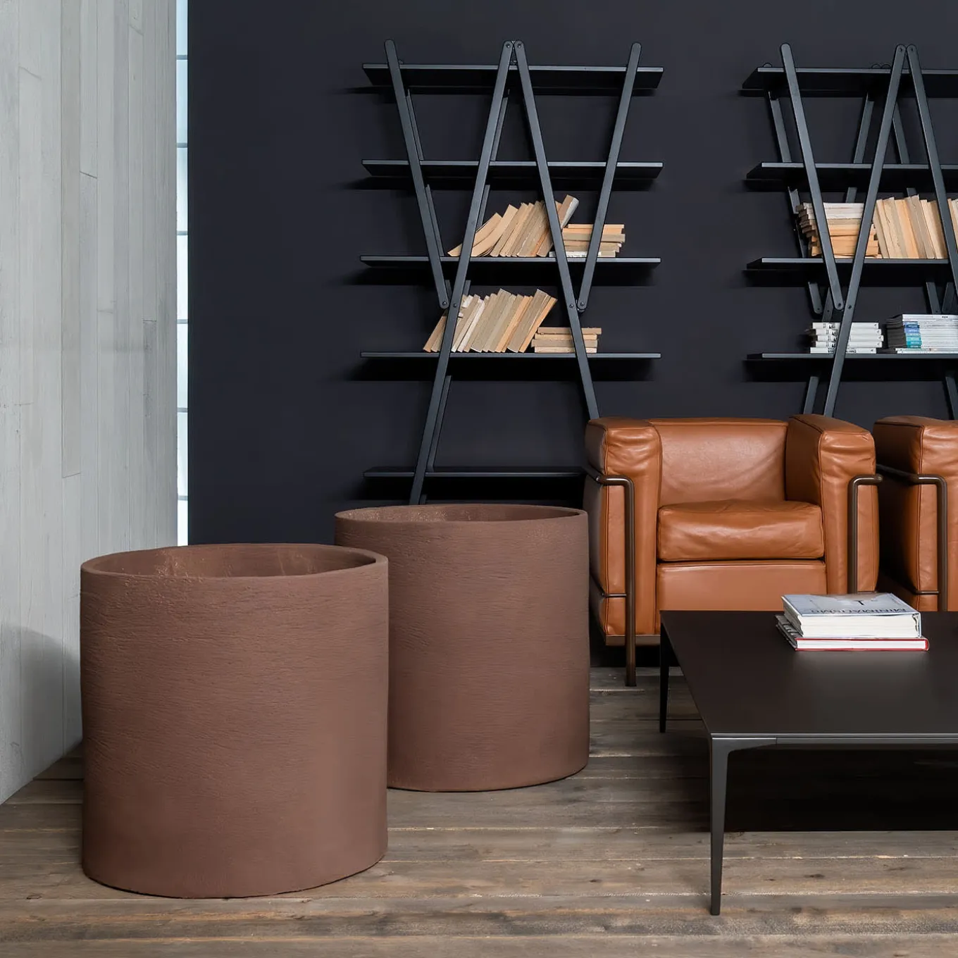 Milano Cylindrical Brown Ceramic Vase