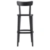 Milano 60s Black Beechwood Bar Stool With Backrest