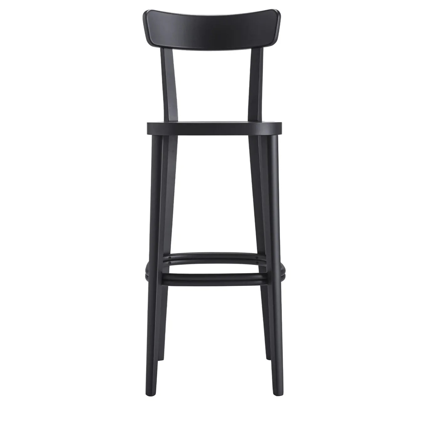 Milano 60s Black Beechwood Bar Stool With Backrest
