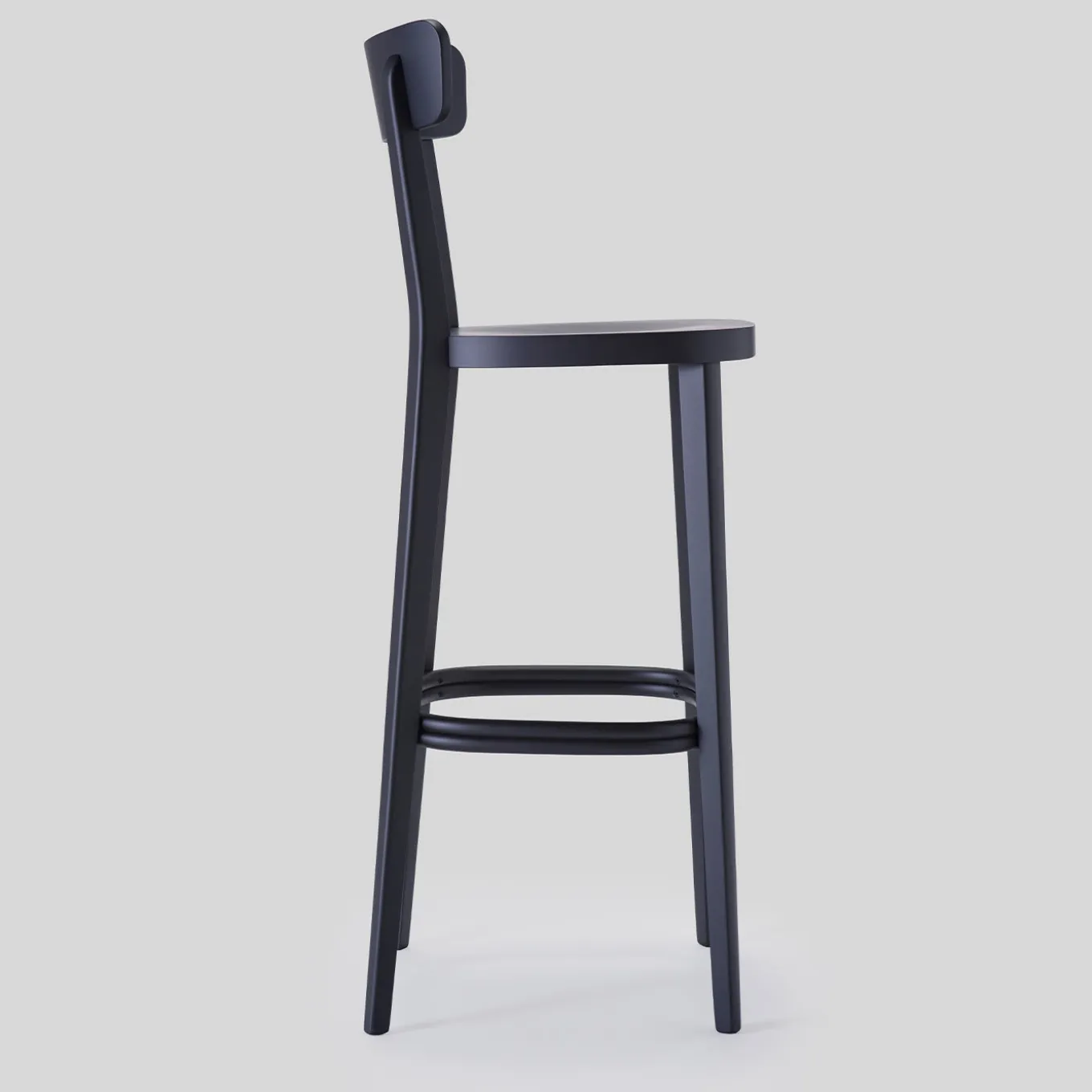 Milano 60s Black Beechwood Bar Stool With Backrest