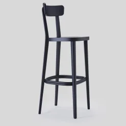 Milano 60s Black Beechwood Bar Stool With Backrest